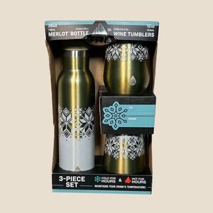 TAL Stainless Steel Merlot Bottle + 2 Wine Tumblers Double Wall Insulated  NIN